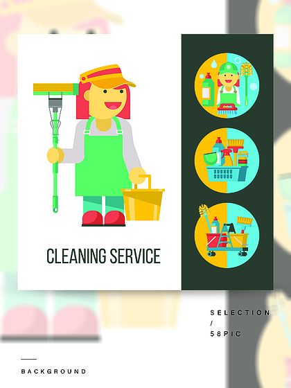 家政清潔工手拿清潔籃 專業(yè)與細致的象征